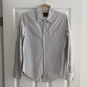 Elegant Light Gray Women's slim Corduroy Button Down Shirt